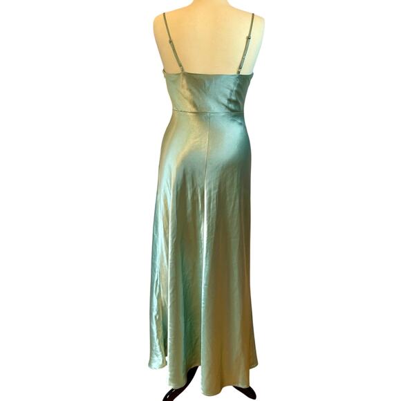Birdy Grey Satin Dress S Womens Sleeveless Slit Lined Bridesmaid Floor Length - Picture 5 of 7